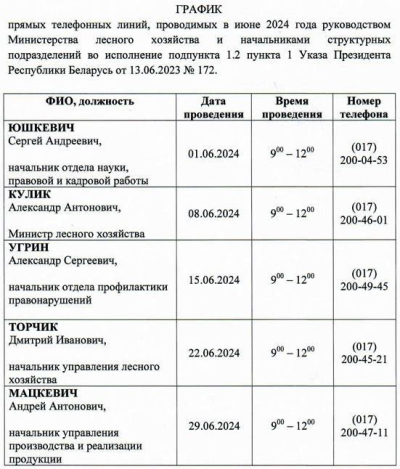 График прямых телефонных линий в июле